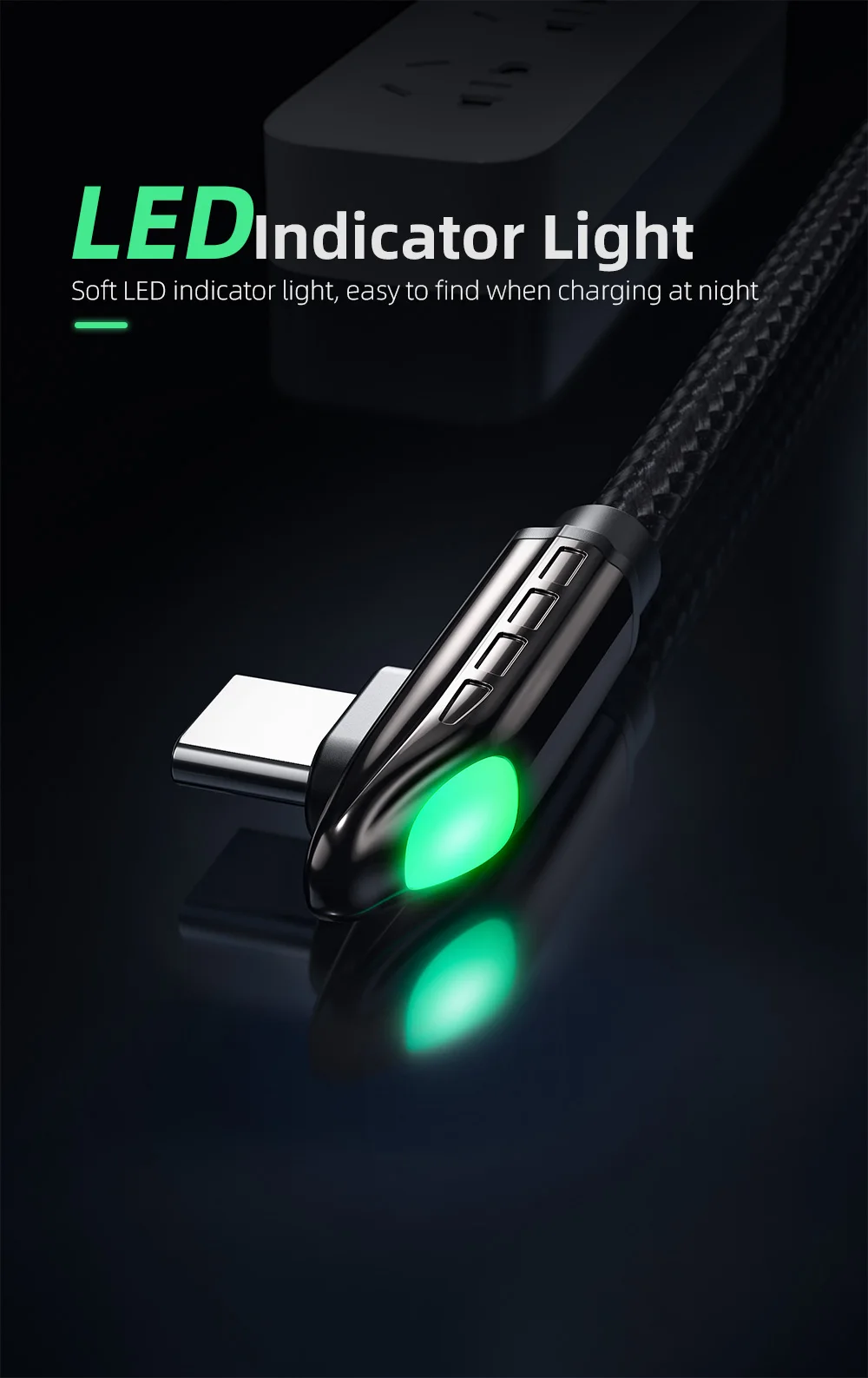ChargeWave™ – Super Fast Charging USB Cable, 90-Degree LED Charger for Samsung