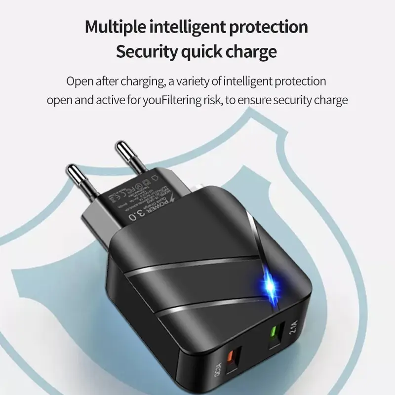 ChargeMax™ - Universal Dual USB Phone Charger Adapter with QC 3.0