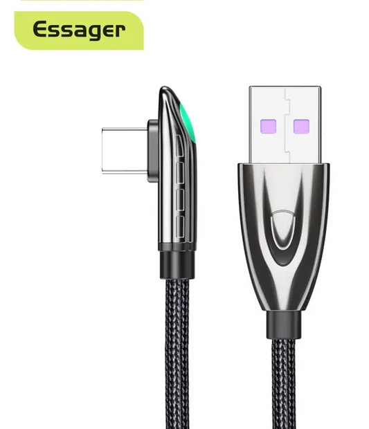 ChargeWave™ – Super Fast Charging USB Cable, 90-Degree LED Charger for Samsung